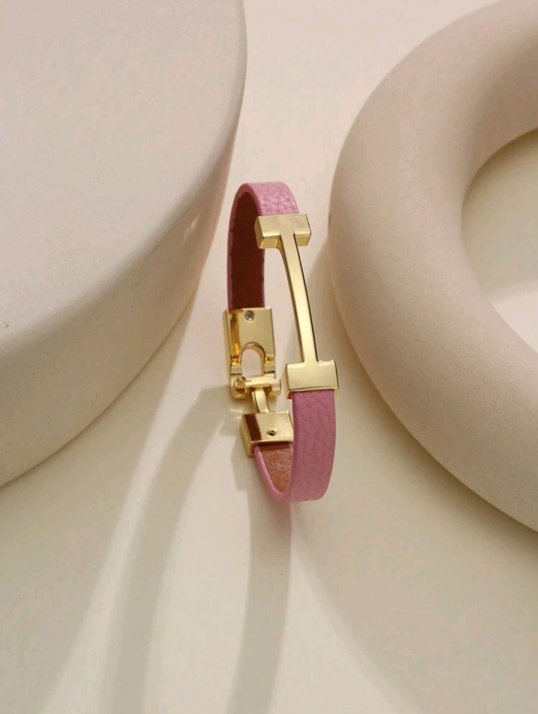 H Style Bracelet Leather Finish with Gold Hardware Brand New
