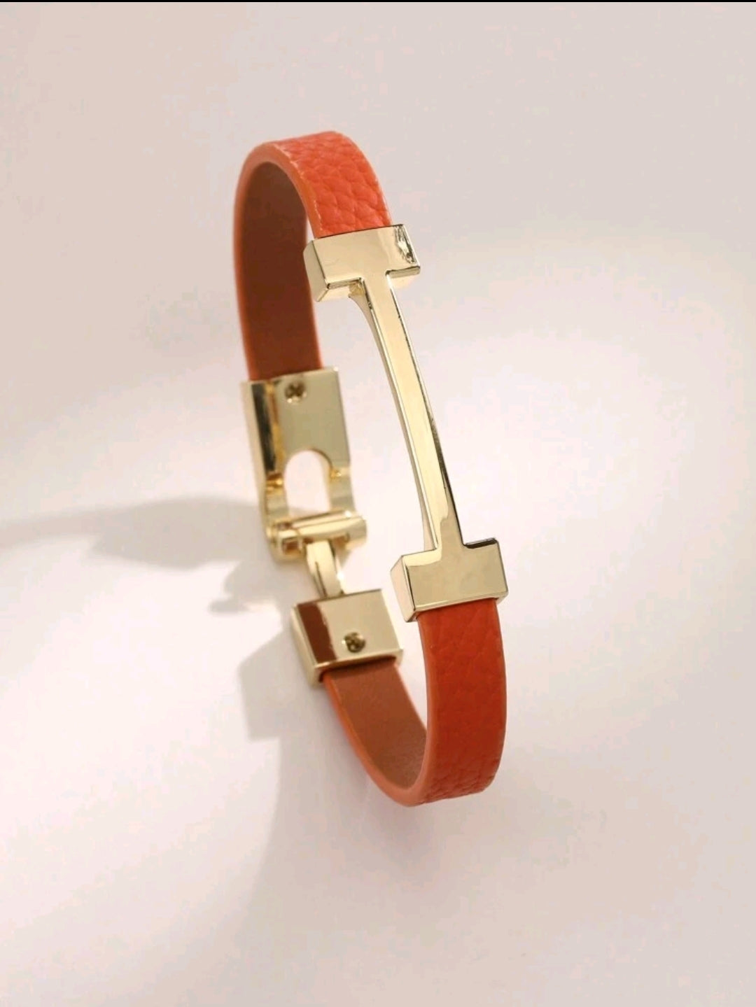 H Style Bracelet Leather Finish with Gold Hardware Brand New