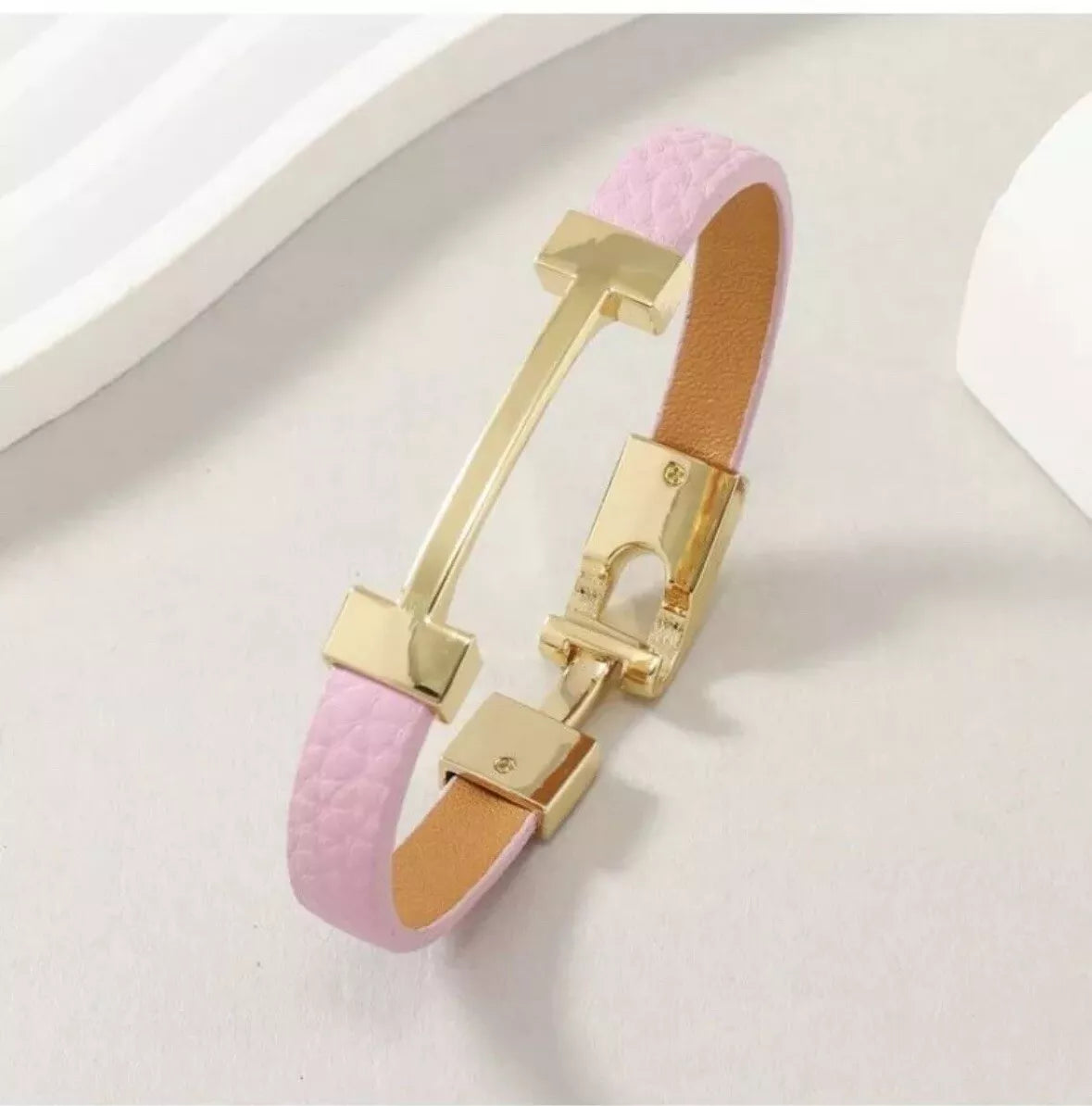 H Style Bracelet Leather Finish with Gold Hardware Brand New