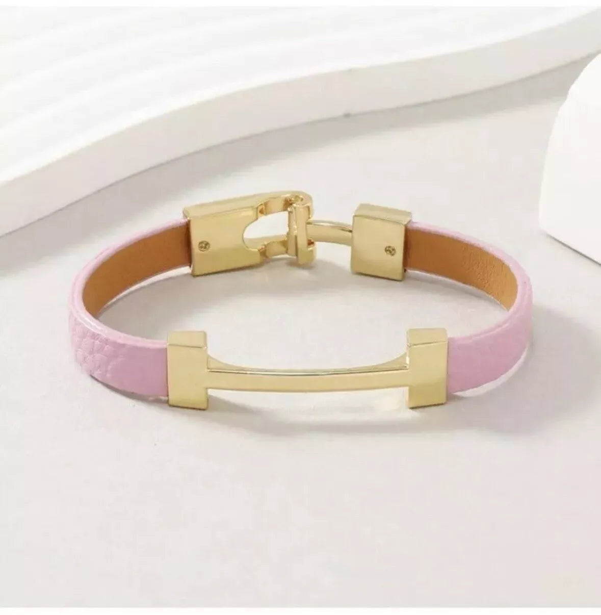 H Style Bracelet Leather Finish with Gold Hardware Brand New