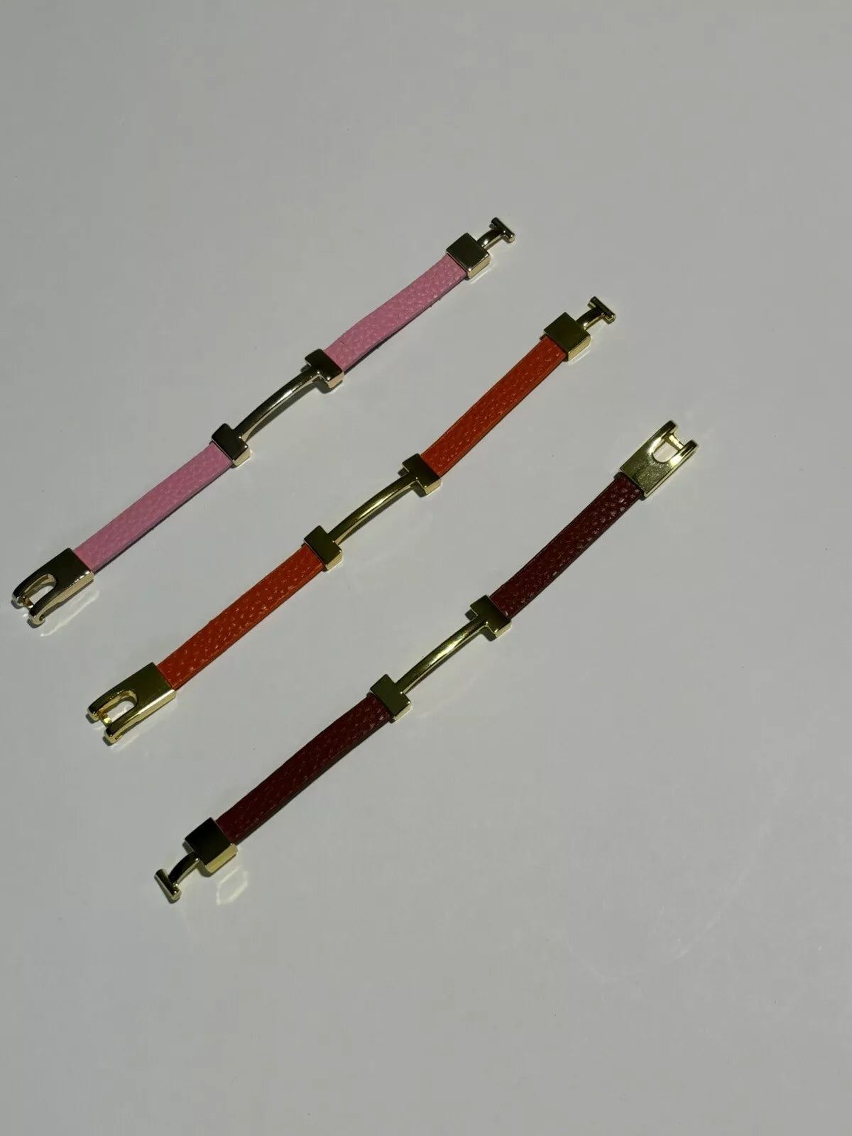 H Style Bracelet Leather Finish with Gold Hardware Brand New